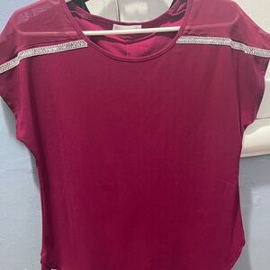 89th & Madison Maroon Top with Silver Details